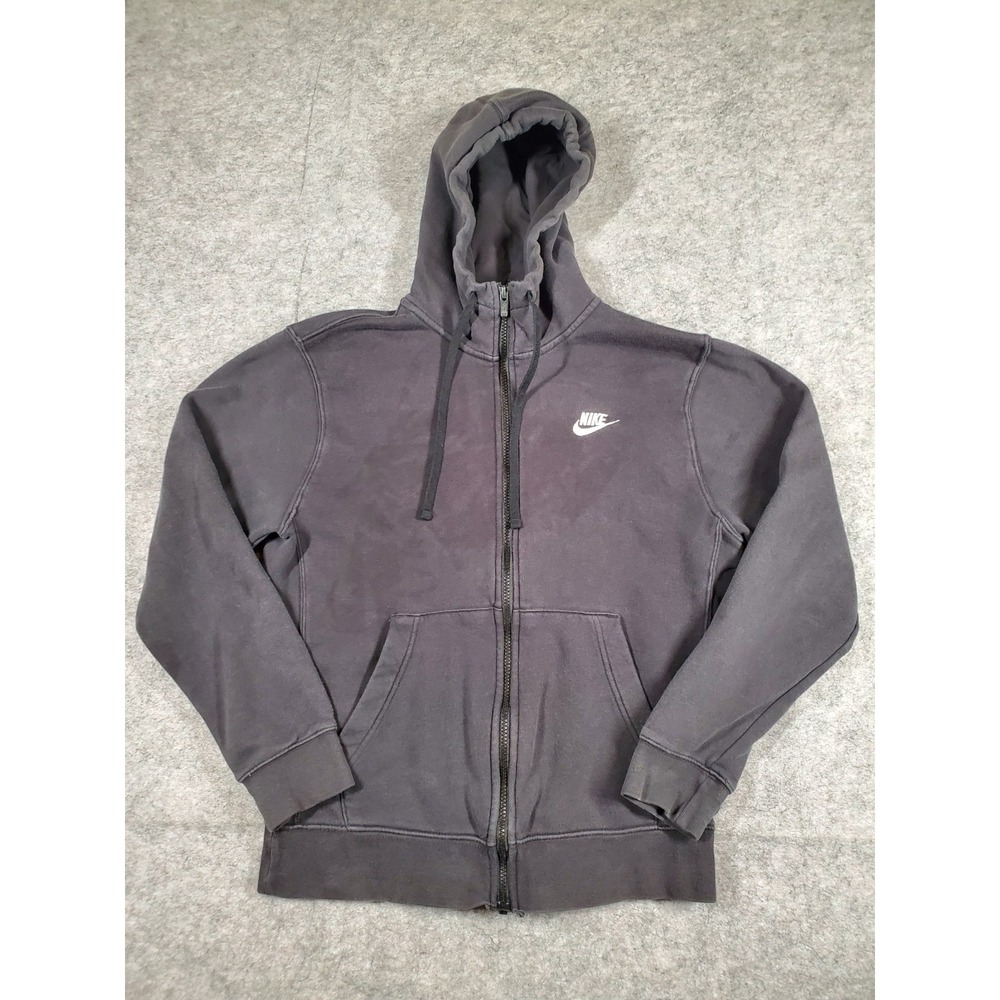 Nike Sportswear Club Full Zip Hoodie Men M Blk Fleece BV2645 Sweatshirt Stained